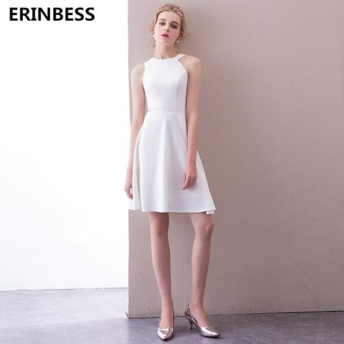 Vintage Short Prom Dresses 2020 Vestido De Festa Sexy Scoop Neck Short White Prom Dress A-line Formal Party Gowns For Women