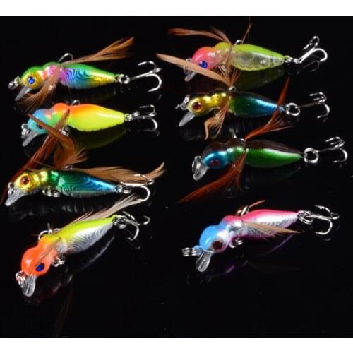 1pcs 4.5cm 3.6g Grasshopper insects Fishing Lures Flying Wobbler Lure hard bait Lifelike Artificial baits Bass Swimbait Pesca
