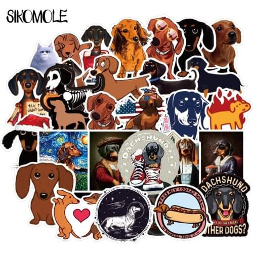 50Pcs/set Cute Dachshund Dog Cartoon Stickers DIY Decal For Laptop Car Mobile/PC Scrapbooking Car Sticker Wedding Decoration F3