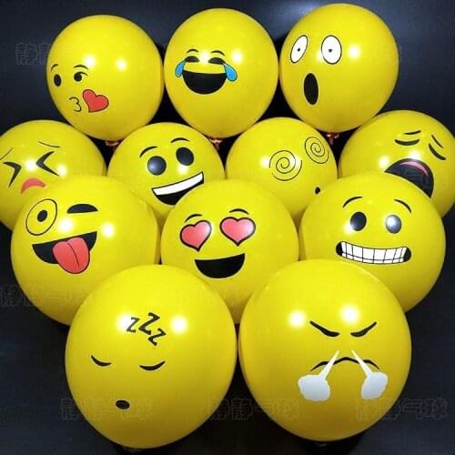 10pcs/12 Inch Yellow Smiley Birthday Balloon Air Inflatable Wedding Decoration Latex Balloon Christmas Party Supplies Toy