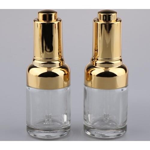 2, Clear, 1-ounce Glass Bottles, Designed for Essential Oils, with Glass Eye