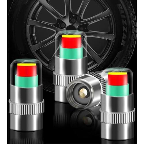 4 Pcs Car Tire Pressure Warning Cap Monitoring Tire Detection Cap Valves Cap Auto Sensor Indicator Diagnostic Tools