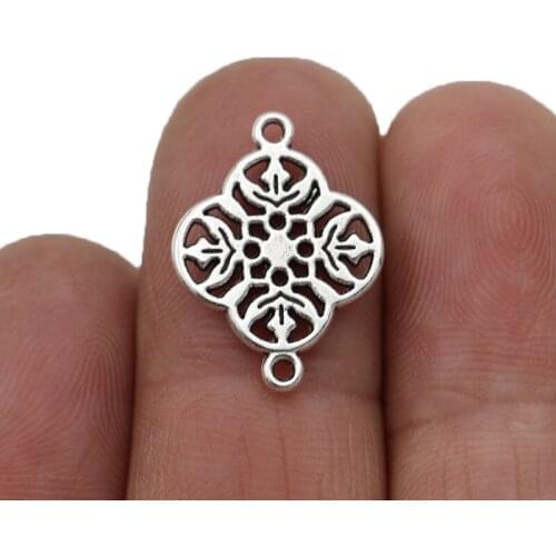 40pcs Antique Silver Plated Clover Flower Connector for Jewelry Making Bracelet DIY Accessories 15mm