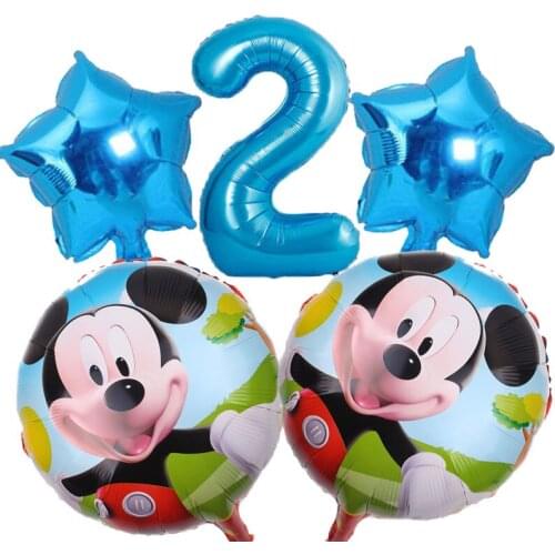5pcs/set Disney Mickey Minnie Mouse Balloon Birthday Party Decorations Baby Shower Aluminum Foil Number Balloons kid toys Globos