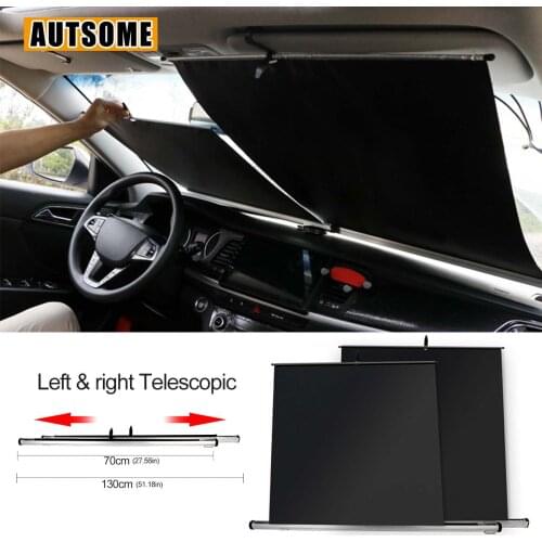 Car Automatic Lifting Sunscreen Insulation Telescopic Curtains Sun shade Rear Side Window Anti-UV Windshield Sunshades
