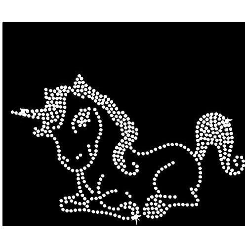 Free Shipping nice unicorn rhinestones transfer size 15.5*9.5CM Iron on T Shirt Transfer
