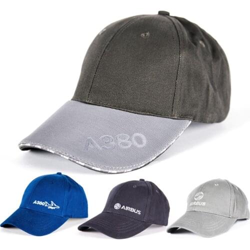 AIRBUS A380 Baseball Cap Embroidery Cotton Hat Blue / Grey , Adjustable, Gift for Airport Staff Flight Crew Pilot Men women