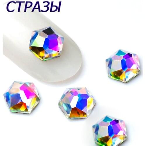CTPA3bI 20PCS 6mm Cube Flatback No Hotfix Crystal Crystal Clear AB Crystal For Nail Art 3D Glitter DIY Nail Decoration Tools