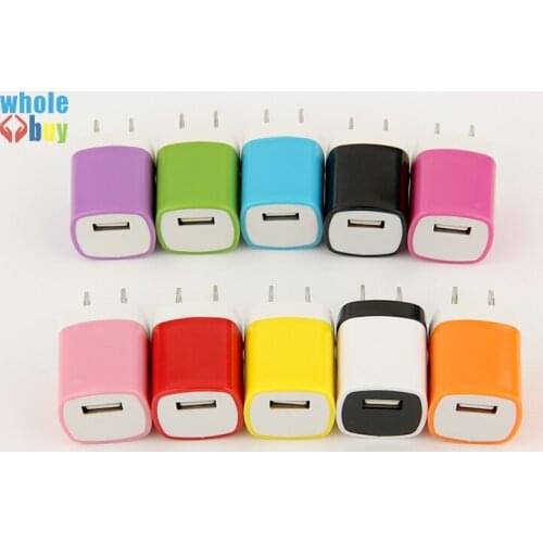 Colorful 1A US Plug AC Power Adapter Wall charger single port USB Charger for iphone Free shipping 200pcs/lot