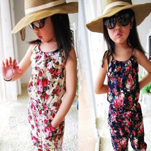 Girls Kids 2-8Y Jumpsuit Rompers Short Pants Summer Playsuit Soft Clothing