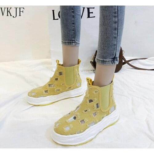 Platform Sneakers Designer High Top Hollow Breathable Canvas Jogging Autumn Sport Shoes Lady