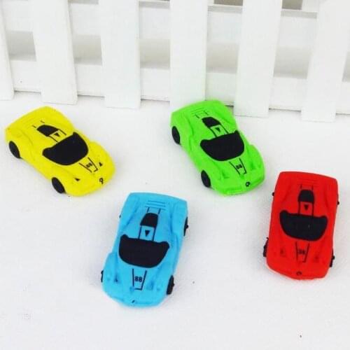 Ellen Brook 1PCS Kawaii Children Sports Car Pencil Erasers Rubber Kids School Office Supply Gift Stationery Novelty Creative