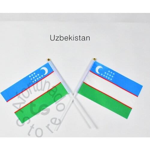 UZ Uzbekistan 14*21cm flag Banner hand waving National flag Home Decoration flag banner