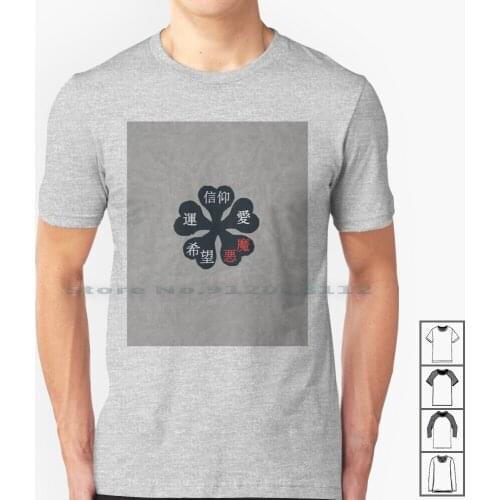Black Clover The Five Leaves T Shirt 100% Cotton Blackclover Blackbulls Guild Logo Anime Comic Brown Magic Knights Asta Yuno