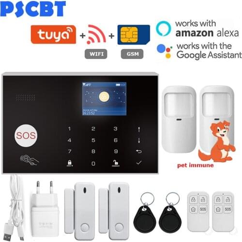 GSM WIFI Security Alarm System Tuya Wireless Home Burglar Alarm Alexa Google Home APP Remote Control PIR Door Window Sensor