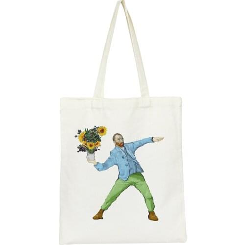 Van Gogh Canvas Tote Bag Graphic Shopping Bags Female Funny Eco Large-capacity Harajuku Shopper Bag Women Canvas Shoulder Bag
