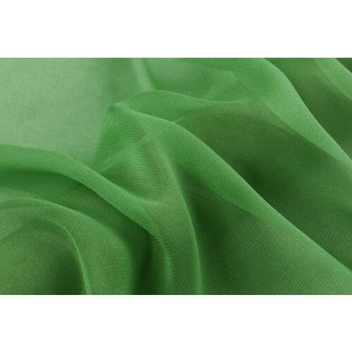 Howmay 100% pure silk fabric georgette 8m/m 138cm 54" grass green color 64# lightweight soft tulle for dress or scarf