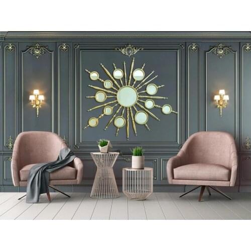 Customized large-scale 3D mural wallpaper classical European golden relief box stereo TV background wall