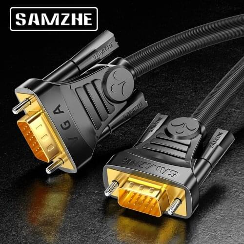 SAMZHE VGA Male to Male 1080P D-Sub Cable Multiple Shielding Black for Projector Computer Monitor