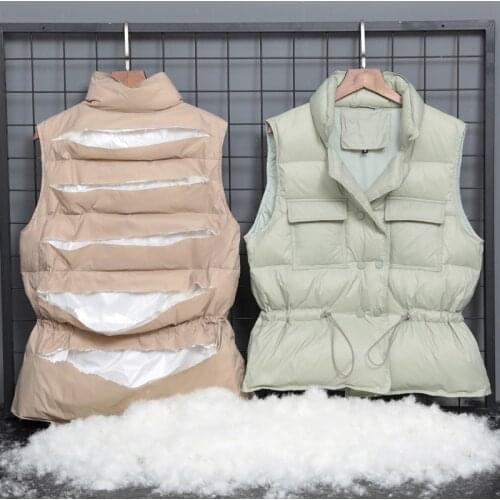 New Women Autumn Ultralight Thin Down Vests 90% White Duck Down Jacket Winter Ladies Casual Short Coat Female Waistcoat Coat