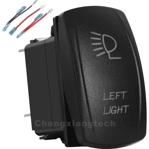 Left Light Green Led 12v/24v Toggle Rocker Push Switch 5 Pins SPST ON/OFF For Car Boat Truck Waterproof + Jumper Wires Set