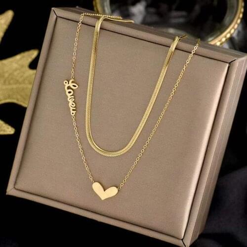 Titanium Steel Multi-Layer English Letter Necklace Korean Fashion Love Trendy Joker Collarbone Chain
