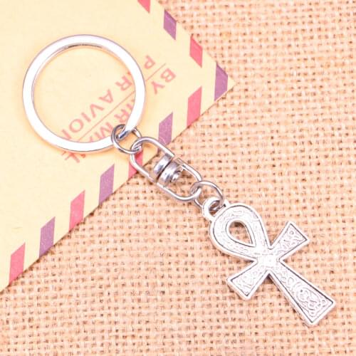 Fashion Keychain 38x21mm egyptian ankh life symbol Pendants DIY Men Jewelry Car Key Chain Ring Holder Souvenir For Gift