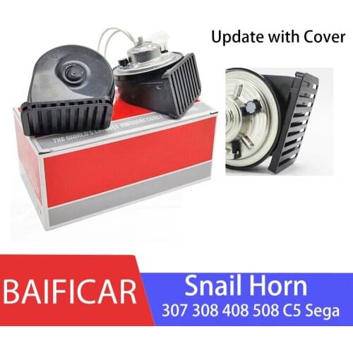 Baificar Brand New 12V 105db Loud Tone Snail Electric Air Snail Horn With Cover For Peugeot 307 308 408 3008 508 Citroen C5 Sega