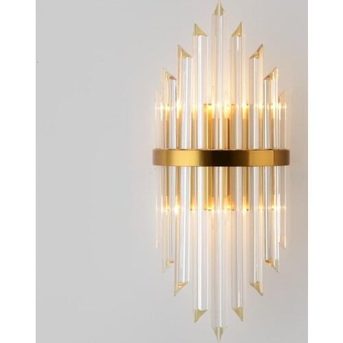 Postmodern crystal wall lamp gold wall sconce lights AC110V 220V fashion luxury lustre living room bedroom light fixtures