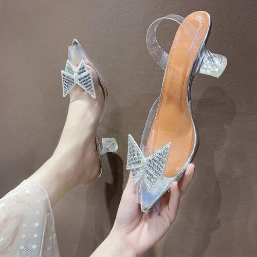 Ladies High Heel Sandals Fashion Ankle Strap Sandals and Slippers Ladies Bowknot High Heels Pointed Toe Female High Heels