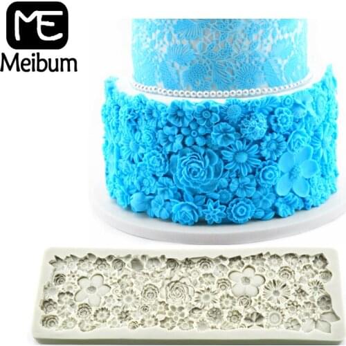 Meibum Flowers Chocolate Paste Sugar Craft Silicone Fondant Cake Mold Wedding Party Pastry Dessert Border Decorating Mould