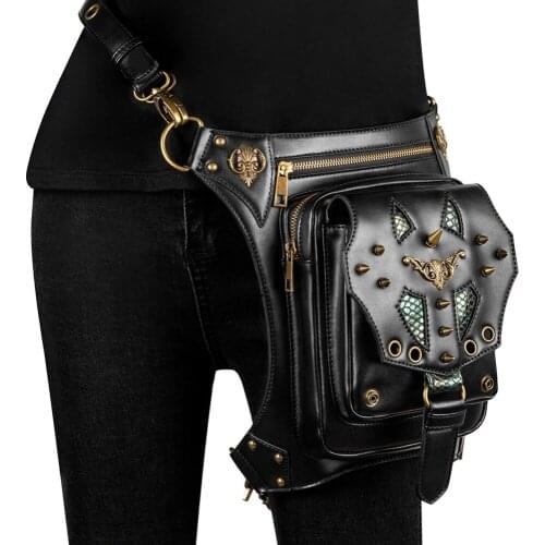 Women/Men Brown Leather Rivets Cross Body Shoulder Waist Leg Thigh Holster Retro Steampunk Belt Bag Gothic Corset Accessories