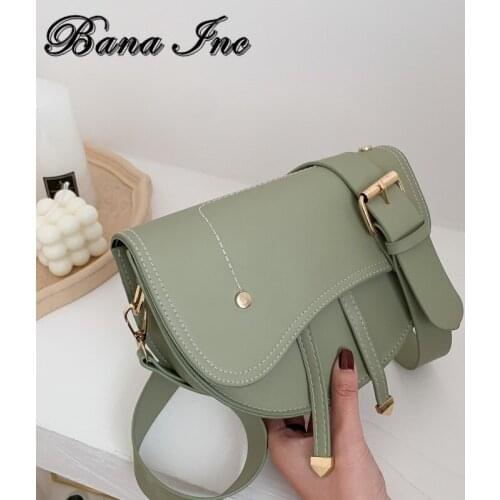 Saddle Bag Wide Straps Shoulder Bags For Women PU Leather Handbag Female Crossbody Bags New Simple Trend Solid bolsos sac a main