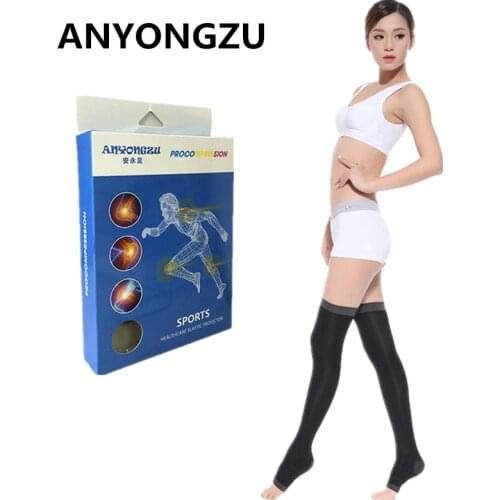 ANYONGZU 420D Night Thin Calf Breathable Open-toed Sleeping Stocking Medical Professional Compression Shaping Knee-high Stocking