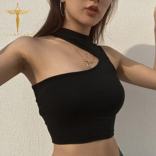 Summer Streetwear Tank Top Womens Clothes O-Neck Crop Tops Sexy Hollow Sleeveless Short Tank Skinny Bottom Black Crop Vest Femme