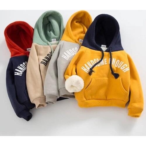 Baby Gilrs Boys Windproof Warm Clothes Hoodies Hooded Plus Velvet Fashion Printing Children Clothing Casual Coat Sweatshirt