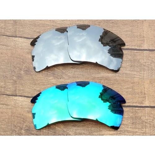 Vonxyz 2 Pairs Chrome Mirror & Jade Mirror Polarized Replacement Lenses for-Oakley Flak 2.0 XL Frame