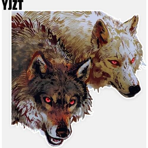 YJZT 13.5CM*14CM Personalized Animal Wolf PVC Decal Car Sticker Decoration Car Accessories 5-0872