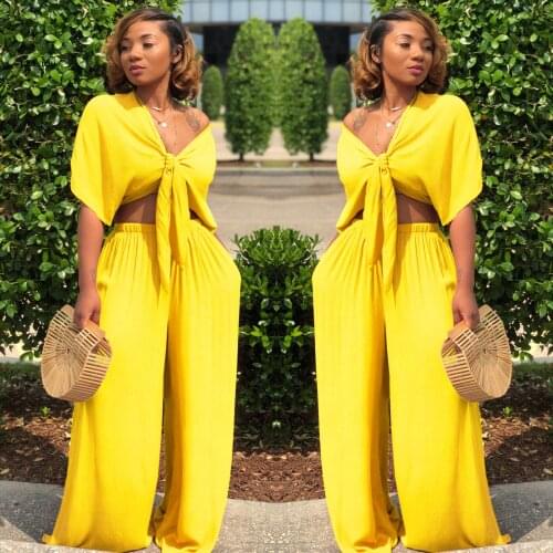 Female Fashion Pants Set Elegant Print 2 Piece Sets Summer Women Sexy Sleeveless Bandage Crop Tops And Wide Leg Pants Suits