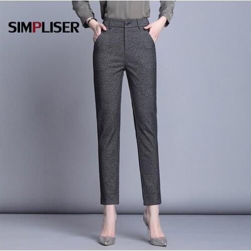 High Quality Women Suit Pants Formal Office Ladies Work Wear Trousers High Waisted Femme Pantalon Black Pencil Pants 2020 New