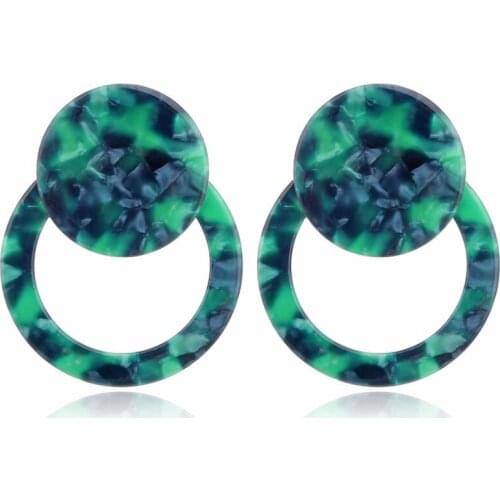 New Hot Acrylic Resin Earrings For Women Vintage Geometry Double Round Pendant Stud Earrings Fashion Jewelry Accessories AE619