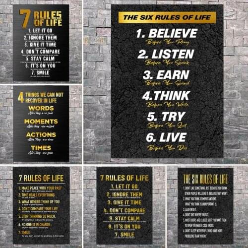 Golden Inspirational Words Modular Painting Poster Printmaking HD Pictures Printed on Canvas Used for Room Home Decor Wall Art