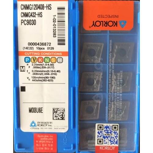 100% original CNMG120404-HS CNMG120408-HS PC9030 50pcs KORLOY Carbide insert Processing: stainless steel