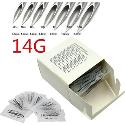 100PCS 14G Body Piercing Needles Sterilized Steel Piercing Needles 1.6mm Piercing Needles Free Shipping Supply PNC-14G