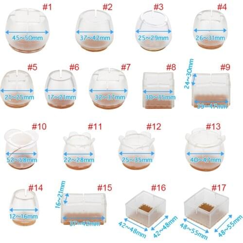 12/24Pcs Chair Leg Caps Assorted Round Square Rectangle Silicone Floor Protector Furniture Table Feet Covers