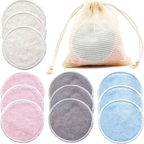12Pcs Reusable Makeup Remover Pads Bamboo Fiber Cotton Pads Washable Facial Make Up Removal Cotton Pads Tool Skin Cleaning