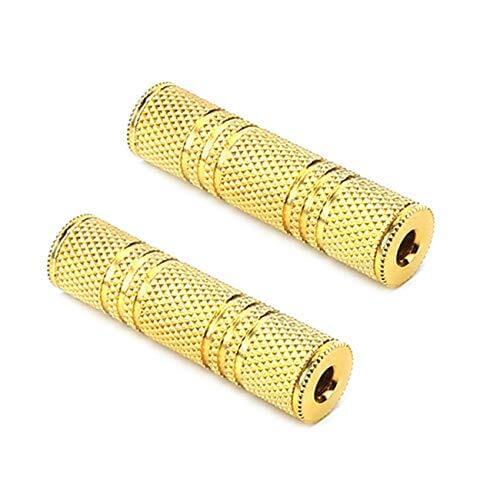 Gold Plated 3.5mm Stereo Jack to 3.5mm Stereo Jack Adapter, 1/8 Inch Female to Female Audio Coupler Connectors - 2 Pcs