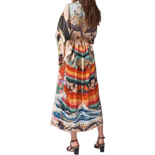 2021 Quick-drying Bohemian Printed Front Open Summer Beach Dress Plus Size Women Beachwear Cotton Tunic Kimono Cardigan N967