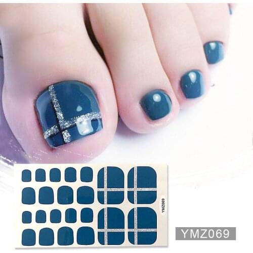 22tips/sheet Full Cover Wraps Nail Polish Stickers Strips Plain Nail Art Decorations Heart Designs Glitter Powder Manicure Tips