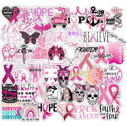 50Pcs Fighting Cancer Hopeful Stickers Luggage Skateboard Suitcase Guitar Waterproof Graffiti Sticker Kids Toy